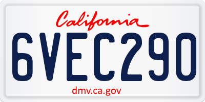 CA license plate 6VEC290