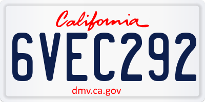 CA license plate 6VEC292