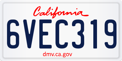 CA license plate 6VEC319