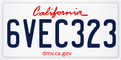 CA license plate 6VEC323