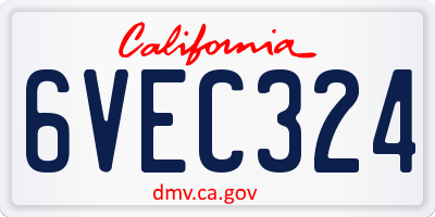 CA license plate 6VEC324