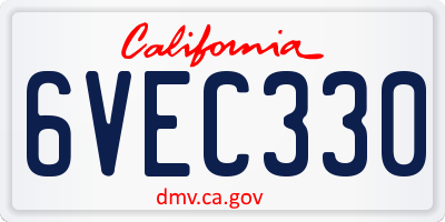 CA license plate 6VEC330