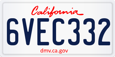 CA license plate 6VEC332