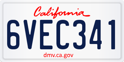 CA license plate 6VEC341