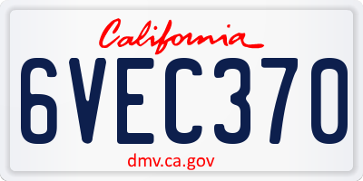 CA license plate 6VEC370