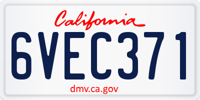 CA license plate 6VEC371