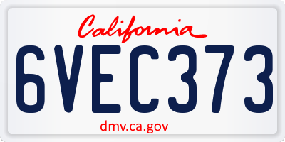 CA license plate 6VEC373