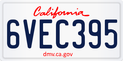 CA license plate 6VEC395