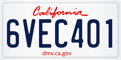 CA license plate 6VEC401