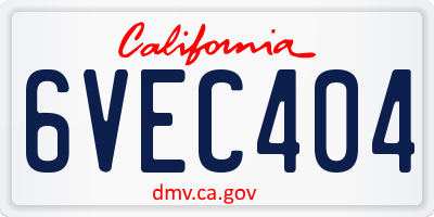 CA license plate 6VEC404