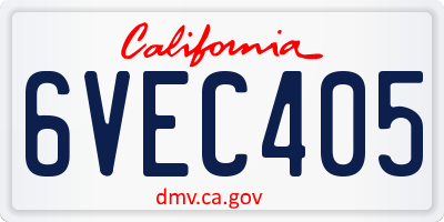 CA license plate 6VEC405