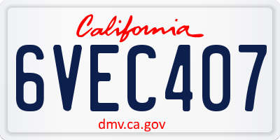 CA license plate 6VEC407