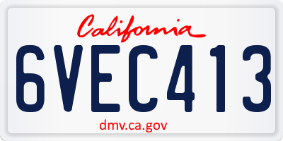 CA license plate 6VEC413