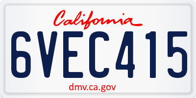 CA license plate 6VEC415