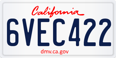 CA license plate 6VEC422