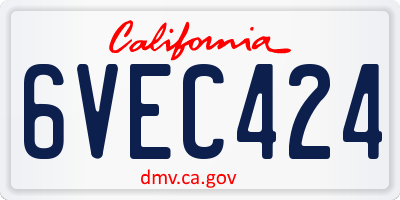 CA license plate 6VEC424