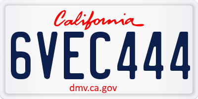 CA license plate 6VEC444