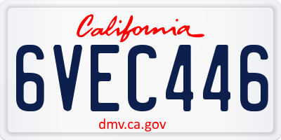 CA license plate 6VEC446