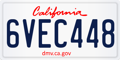 CA license plate 6VEC448