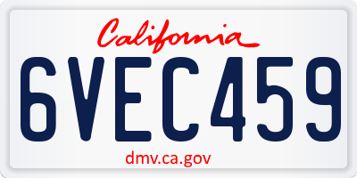 CA license plate 6VEC459