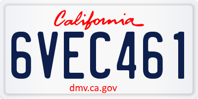 CA license plate 6VEC461