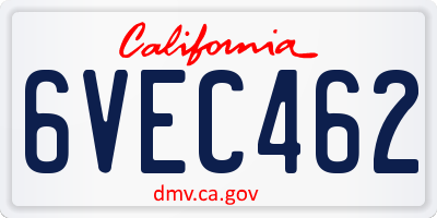 CA license plate 6VEC462