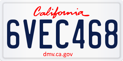 CA license plate 6VEC468