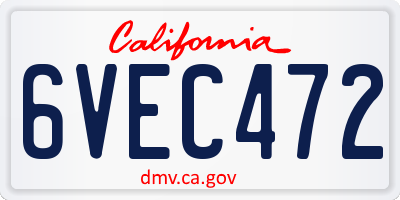 CA license plate 6VEC472