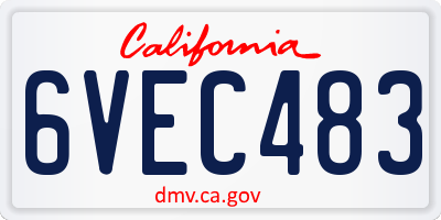 CA license plate 6VEC483