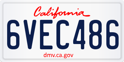 CA license plate 6VEC486