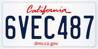 CA license plate 6VEC487
