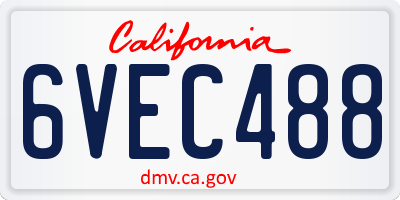 CA license plate 6VEC488