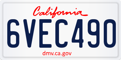 CA license plate 6VEC490