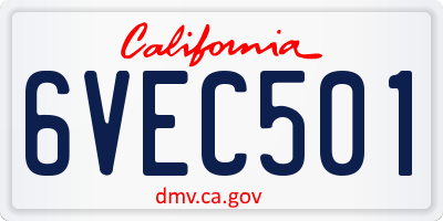 CA license plate 6VEC501