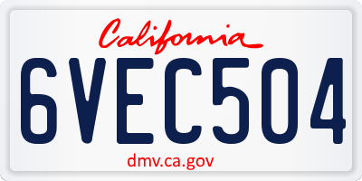 CA license plate 6VEC504