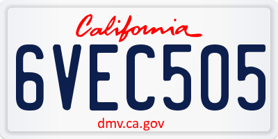 CA license plate 6VEC505