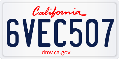 CA license plate 6VEC507
