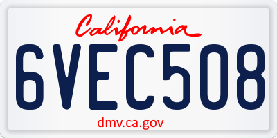 CA license plate 6VEC508