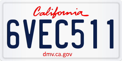 CA license plate 6VEC511
