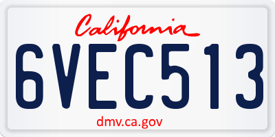 CA license plate 6VEC513