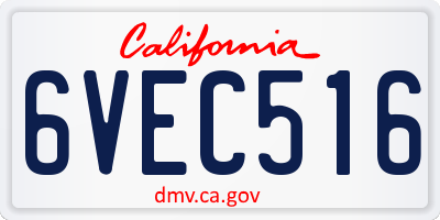 CA license plate 6VEC516