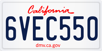 CA license plate 6VEC550