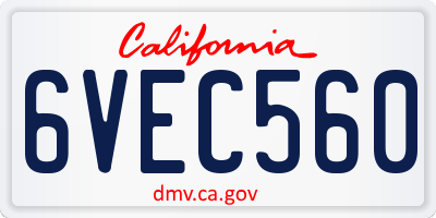 CA license plate 6VEC560