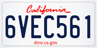 CA license plate 6VEC561
