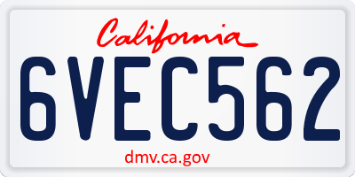 CA license plate 6VEC562