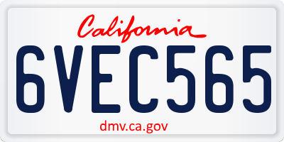 CA license plate 6VEC565