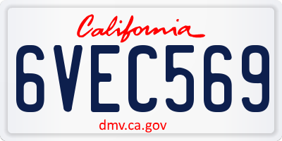 CA license plate 6VEC569