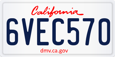 CA license plate 6VEC570