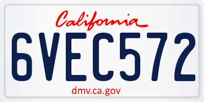 CA license plate 6VEC572