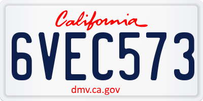 CA license plate 6VEC573